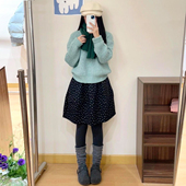 黑色韩系复古碎花毛呢短裙女春季 2026年新款 休闲加厚保暖A字中裙