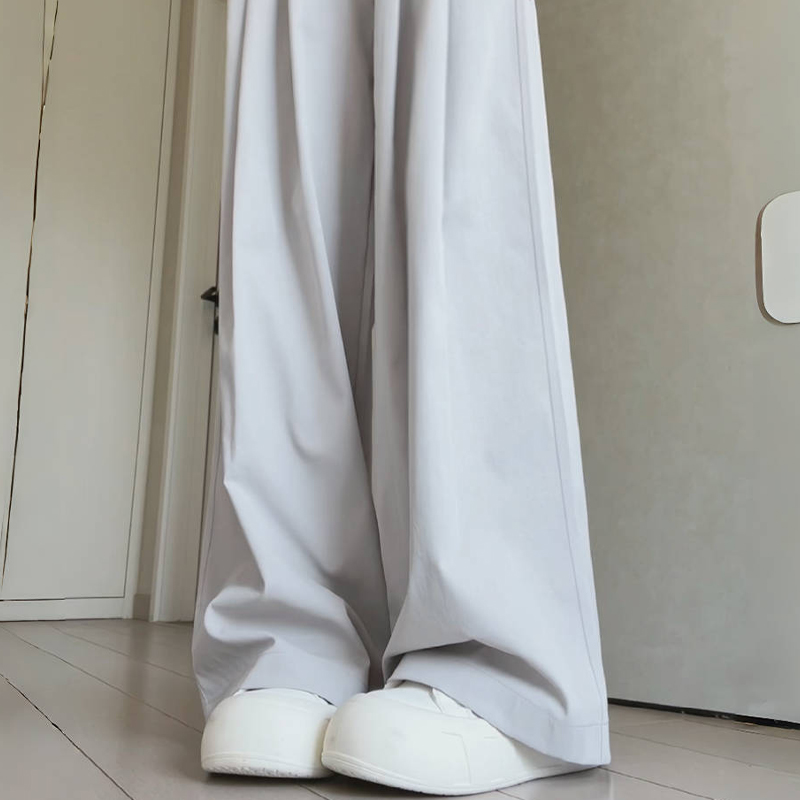 灰白色山本裤女高腰垂感休闲