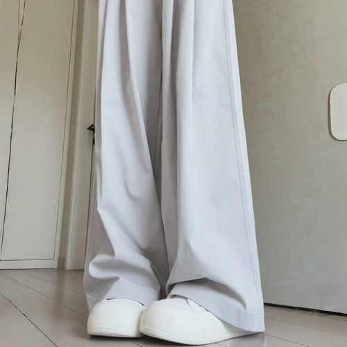 灰白色山本裤女高腰垂感休闲