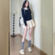 2026新款 韩式 白色百褶短裙女春季 高腰显瘦学院风毛呢小个子半身裙