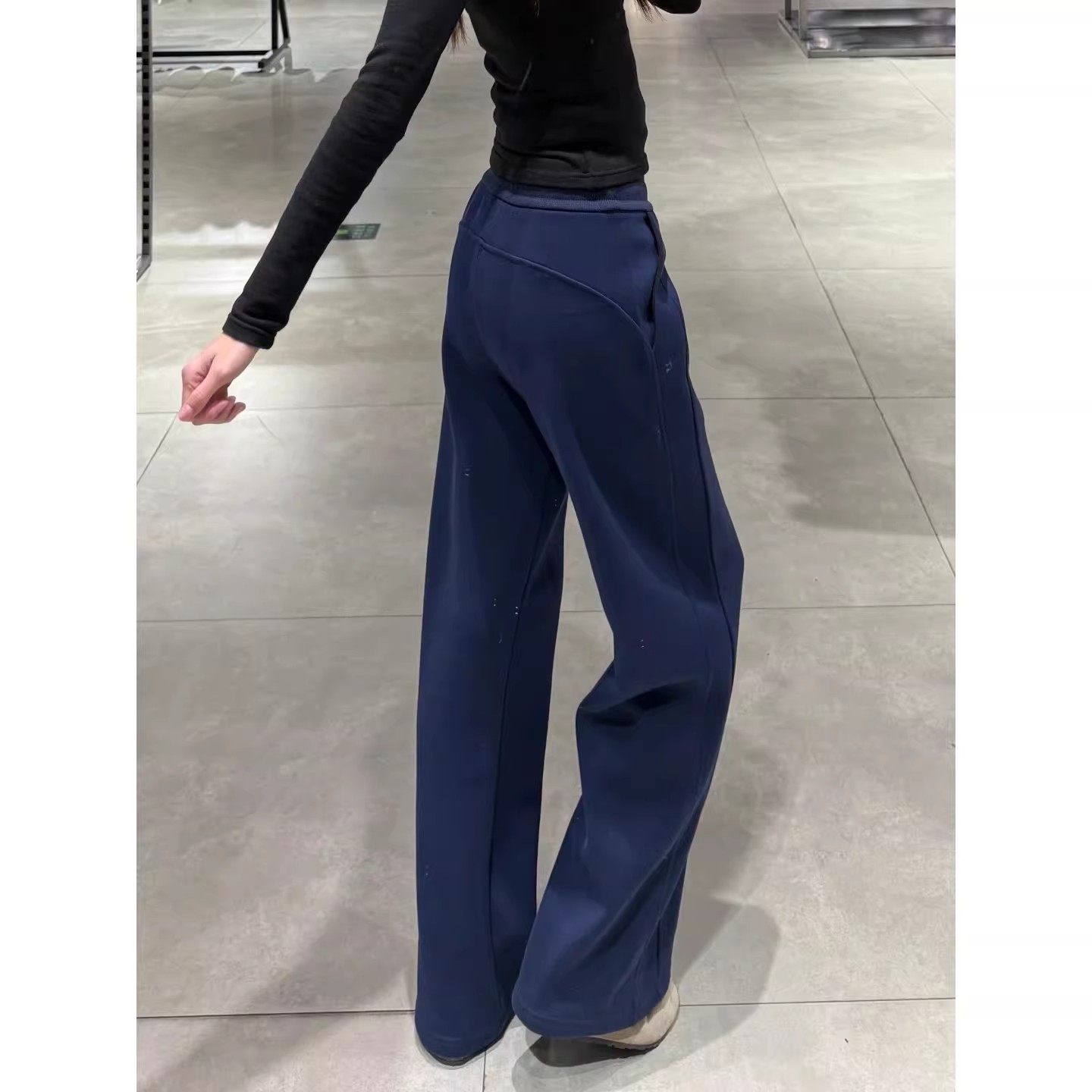 藏青色加绒加厚直筒卫裤女春季2026新款高腰显瘦羊羔绒休闲运动裤,女装/女士精品,休闲裤,淘宝优惠券,粉丝福利购,淘宝优惠卷