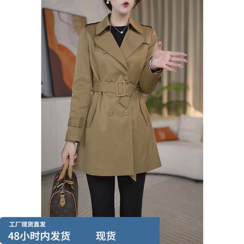长袖高档西装领收腰大衣女2026年春秋新款妈妈洋气中长款风衣外套