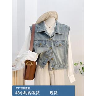 绝美巨好看的小外套女款2026新款夏季短款蓝色叠穿外搭牛仔马甲