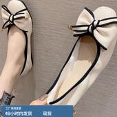 春季 女2025年新款 软底大码 休闲豆豆鞋 法式 蛋卷鞋 真皮浅口平底单鞋