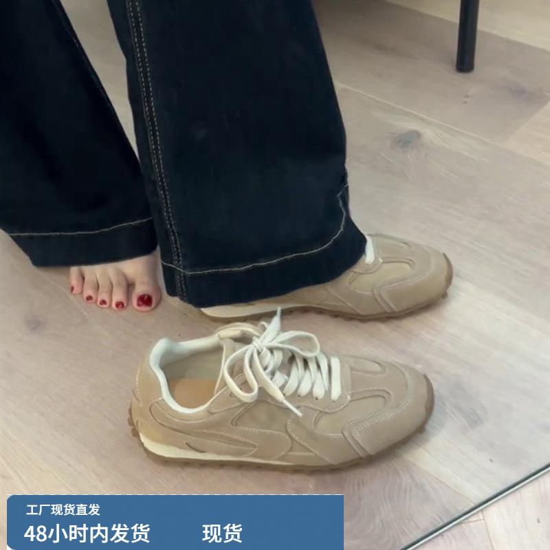 牛皮版~覆古学院风德训鞋系带阿甘鞋女百搭厚底休闲运动鞋跑步鞋