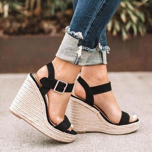women wedge sandals summer high heel shoes big size 43女凉鞋