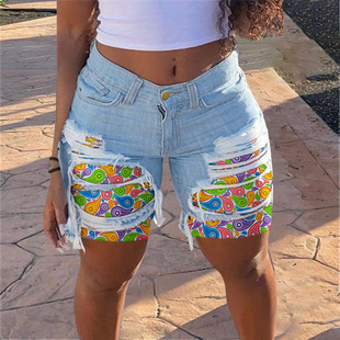 denim pants Spring patchwork street women summer shorts