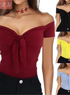 2020Summer Women Sexy Off Shoulder Blouse T-Shirt Tops