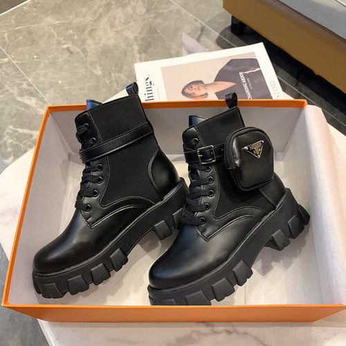 女靴中筒厚底马丁靴大码43欧美新women martin boots flat shoes