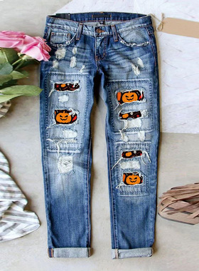 Ladies' jeans, patchwork pants,women's long jeans pants