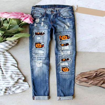 Ladies' jeans, patchwork pants,women's long jeans pants