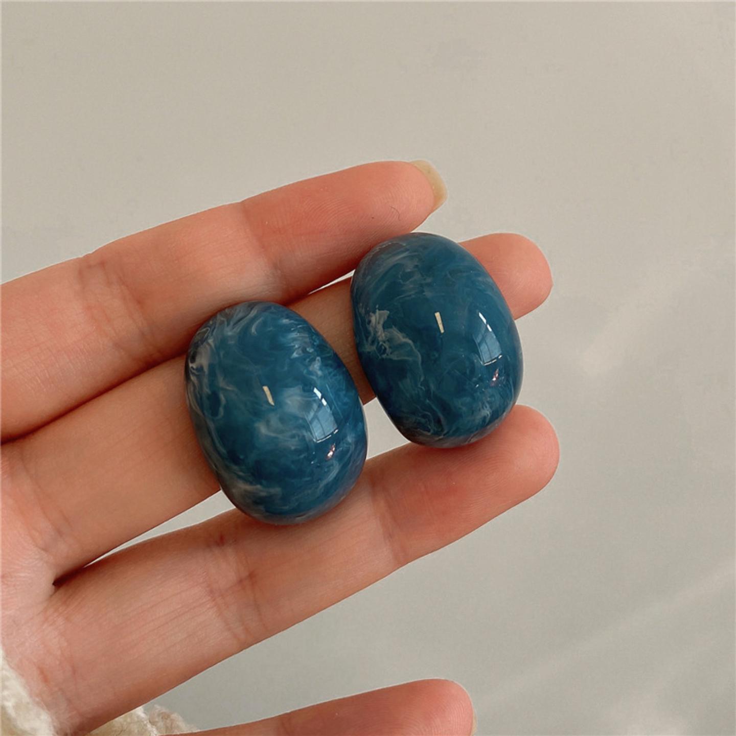 色亚克力夏季银针耳环女小众