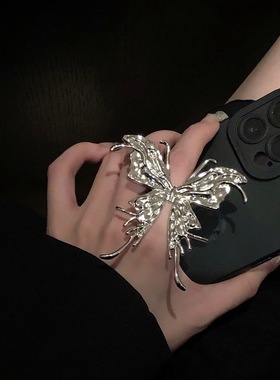 夸张大蝴蝶戒指女时尚个性小众设计金属冷淡风装饰独特开口食指戒