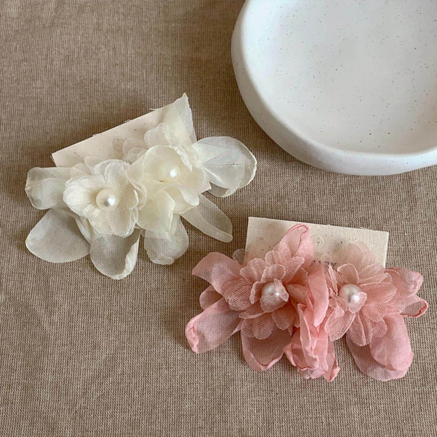 夸张个性网纱大花朵珍珠耳钉女