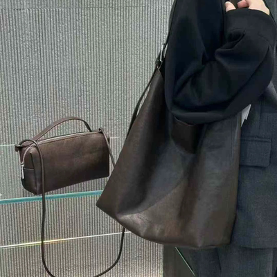 新款女包时尚百搭单肩包斜挎包手提水桶包托特包大包软皮包25245