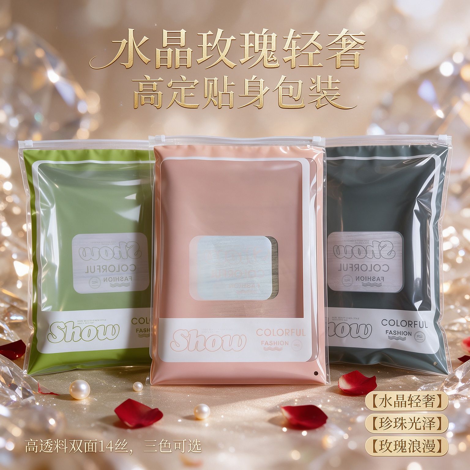 Show时尚印花服装自封袋打底衫秋裤保暖内衣贴身衣物收纳塑料袋