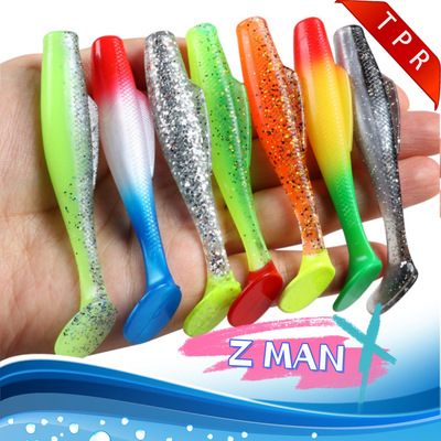 TPR软饵路亚饵浮水8cmzman6只装黑坑T尾Baby silencer tpr软饵