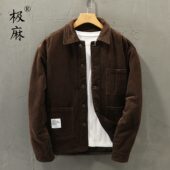 极麻复古保暖灯芯绒休闲棉衣男百搭宽松加厚青年条绒纯棉上衣外套
