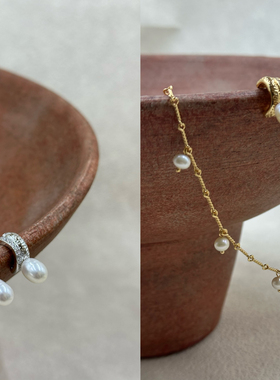 S925通体银 文艺复兴白金色18k金色豌豆珍珠耳环耳扣 RE011RE010