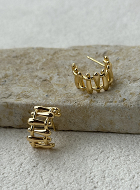 S925银镀18k金 编制耳环耳扣 RE033