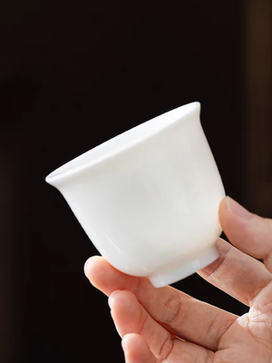 德化羊脂玉白瓷手工主人杯家用陶瓷100ml大号纯色大茶杯功夫茶具