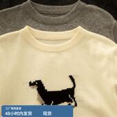 女秋冬新学院风休闲羊毛套头毛衣 针织衫 嘟嘟狗 圆领卡通小狗长袖