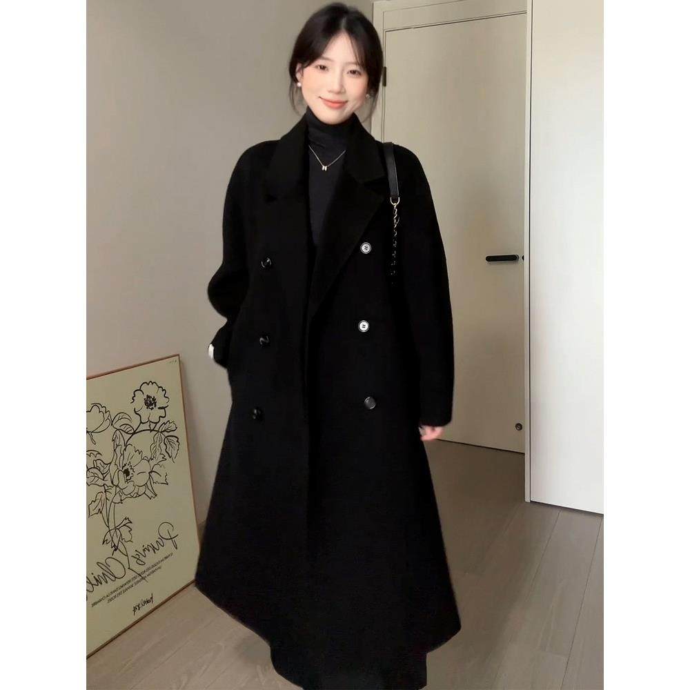 高级感黑色毛呢大衣女2025秋冬新款小个子韩系宽松中长款呢子外套,运动/瑜伽/健身/球迷用品,广场舞套装,淘宝优惠券,粉丝福利购,淘宝优惠卷