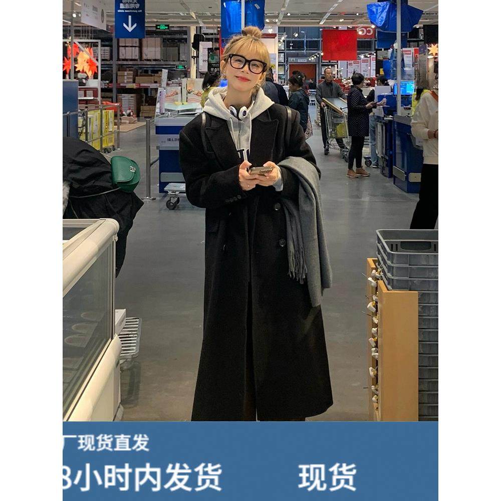 羽绒内胆黑色毛呢外套女秋冬高级感小个子赫本风正肩加厚呢子大衣,运动/瑜伽/健身/球迷用品,广场舞套装,淘宝优惠券,粉丝福利购,淘宝优惠卷