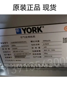YORK约克空气处理机组YAHO2BSN00000XLFG风量2000吊顶式新风机组