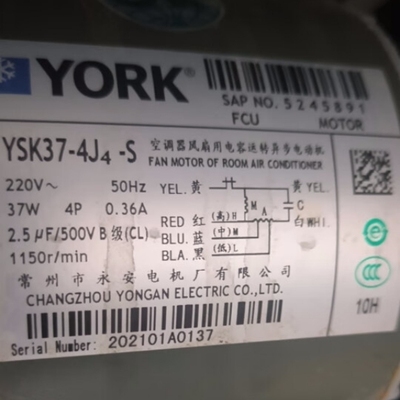 YORK 原装正品约克电机YSK37-4J4- S空调风扇用电动机 FAN MOTOR