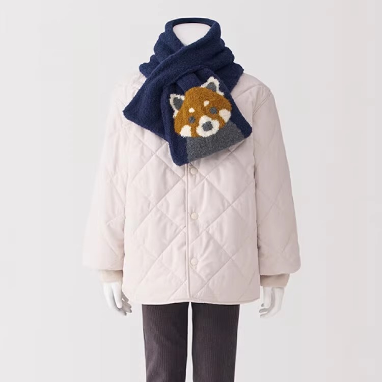 代购MUJI无印良品弹力动物图案围巾弹力手套儿童男童女童冬季保暖