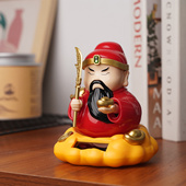 国潮Q版 太阳能关公摆件武财神关羽公仔桌面车载装 饰品办公室工位