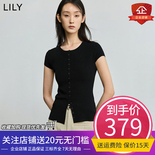 简约修身 女装 LILY2025夏新款 开衩休闲百搭通勤针织衫 商场同款