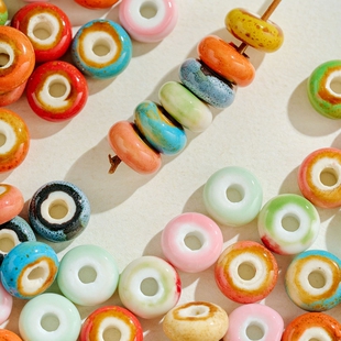 药片直孔陶瓷串珠子饰品diy材料新景德镇陶瓷珠散珠手串配件批发