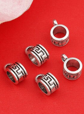 手工diy配件藏银三通吊坠扣复古民族风手链手绳项链配件装饰大孔