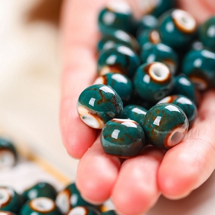 圆形珠子大孔金菲翠散珠diy编织花杆花篮diy串珠学生女制作陶瓷珠