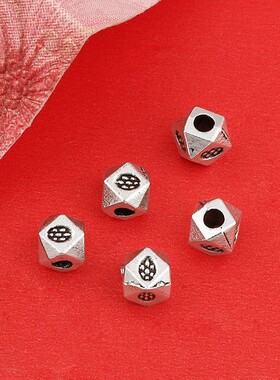复古藏银色花切面隔珠