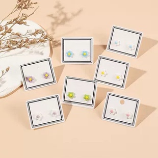 新款针简约陶瓷五叶花耳饰女可爱森系少女耳饰品耳钉直播网红货源