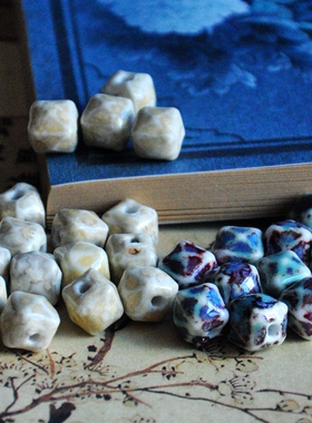 diy陶瓷饰品配件手链项链编织散珠异形方形珠子 串珠材料尺寸10mm