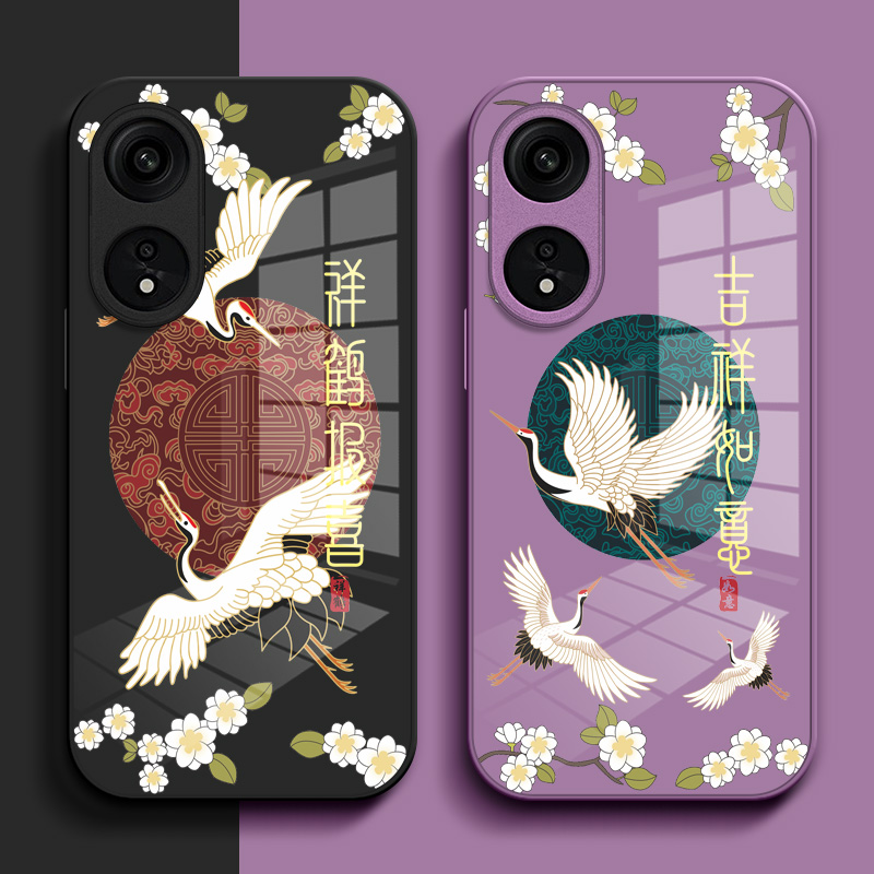 适用oppo A1pro手机壳PHQ110钢化玻璃壳PHQ11o中国风0pp0a1P保护套oppa1Pro小清新0ppoA1pr0玻璃套oopoa1POR