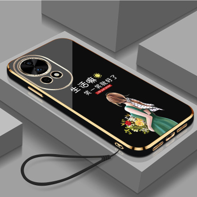 适用华为nova13手机壳BLK-AL80简约hwn0va13新款化为novα13保护套noval3全包防摔电镀女款个性文字笑一笑