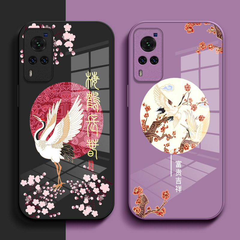 适用vivo X60曲屏版手机壳v2059a钢化玻璃壳Vox60曲屏硬壳6.56奢华vovox保护套Viv0X60曲屏高级感v1vox60