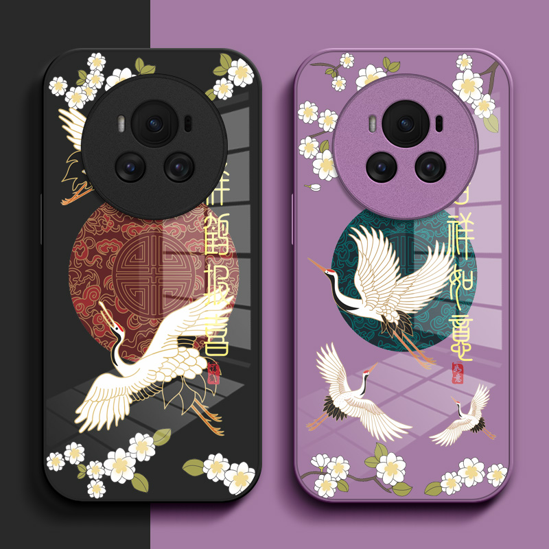 适用荣耀 Magic6手机壳BVL-AN00钢化玻璃壳荣誉Maglc6中国风Magic6保护套HONORmαgic6小清新玻璃套国潮