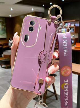 适用oppoReno11pro手机壳PJJ110纯色PJJl10腕带RoneL1pro可斜挎Ren011pro软壳reon11pr0保护套全包防摔斜跨