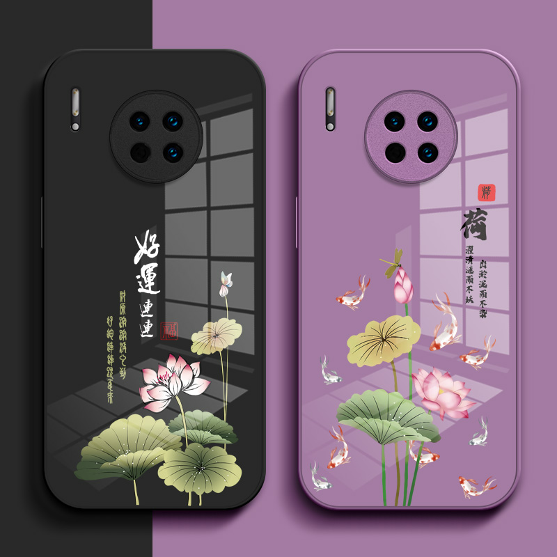 适用华为 Mate30e手机壳hwMαte30e。玻璃壳化为mate3oe中国风保护套全包奢华高级感钢化玻璃