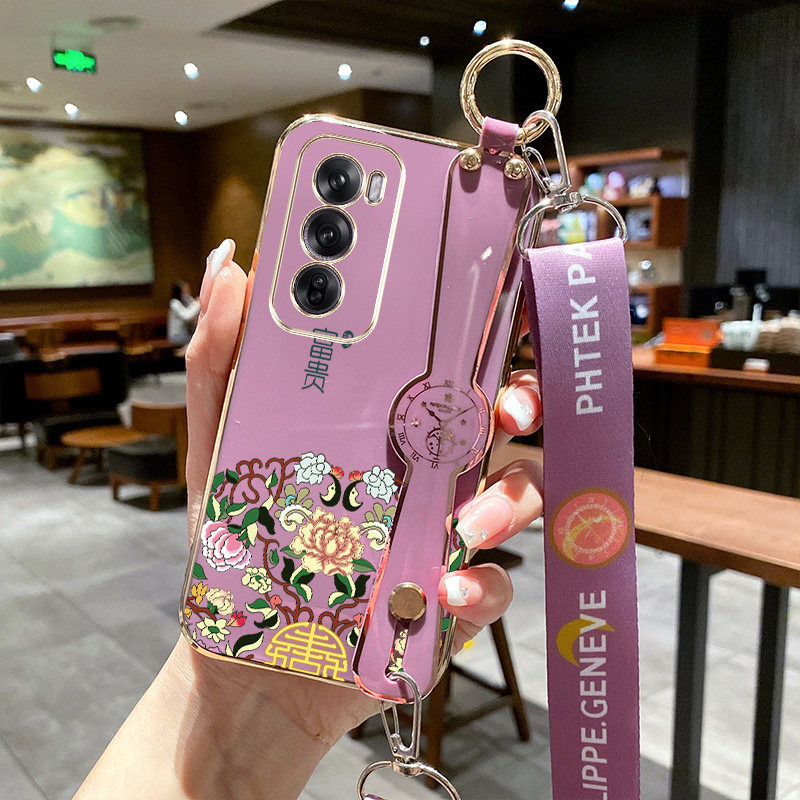 适用oppoReno12pro手机壳PJW110可斜挎PJW1l0腕带Ren012pro保护套RoneL2pro全包Reon12pro防摔硅胶背带软壳