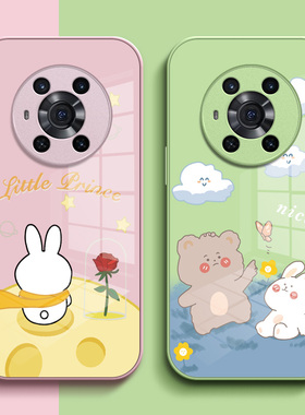 适用荣耀Magic3手机壳ELZ-AN00外套hw HONORmαgic3女孩Maigc3保护套荣誉Mgaic3外壳magix3可爱套子玻璃卡通