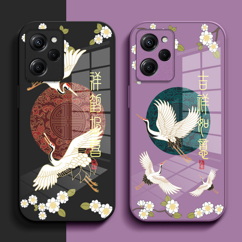 适用红米 Note12pro极速版手机壳22101320C钢化玻璃壳2210132oC中国风rdemiNote12pro极速保护套小清新玻璃套