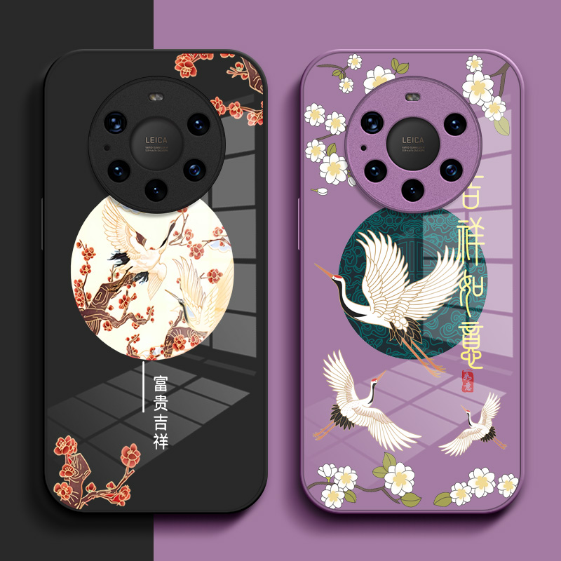 适用华为Mate40pro+手机壳NOP-AN00玻璃壳mote40pro+保护套mtea钢化玻璃壳化为Mate4opro+个性小清新简约