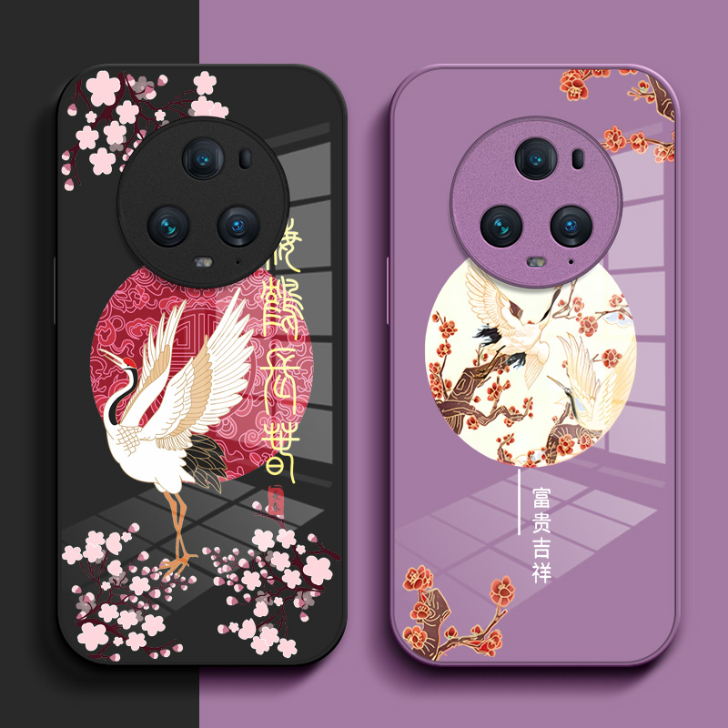 适用荣耀 Magic5pro手机壳PGT-AN10钢化玻璃壳HONOR Mαgic5pro硬壳mag1c5pro奢华magc5Pro保护套高级感